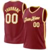 Custom Maroon White-Gold Authentic Throwback Basketball Jersey