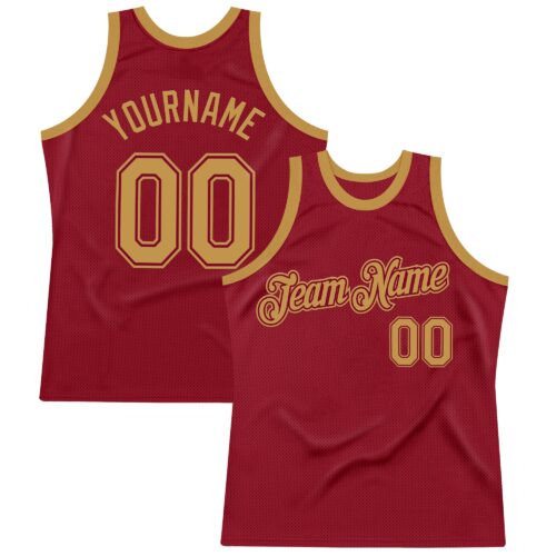 Custom Maroon Old Gold Authentic Throwback Basketball Jersey