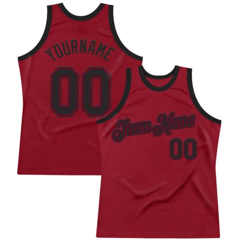 Custom Maroon Black Authentic Throwback Basketball Jersey