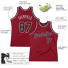 Custom Maroon Black-Gray Authentic Throwback Basketball Jersey
