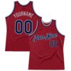 Custom Maroon Navy-Gray Authentic Throwback Basketball Jersey