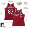 Custom Maroon White-Navy Authentic Throwback Basketball Jersey