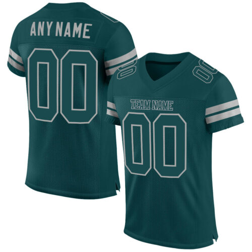 MidnightGreen0014 Custom Midnight Green Midnight Green-Gray Mesh Authentic Football Jersey