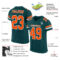 MidnightGreen0016-1 Custom Midnight Green Orange-White Mesh Authentic Football Jersey