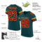 MidnightGreen0017-1 Custom Midnight Green Red-Gold Mesh Authentic Football Jersey