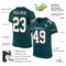 MidnightGreen0020-1 Custom Midnight Green White-Old Gold Mesh Authentic Football Jersey