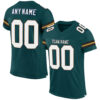 Custom Midnight Green White-Old Gold Mesh Authentic Football Jersey