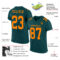 MidnightGreen0021-1 Custom Midnight Green Bay Orange Mesh Authentic Football Jersey