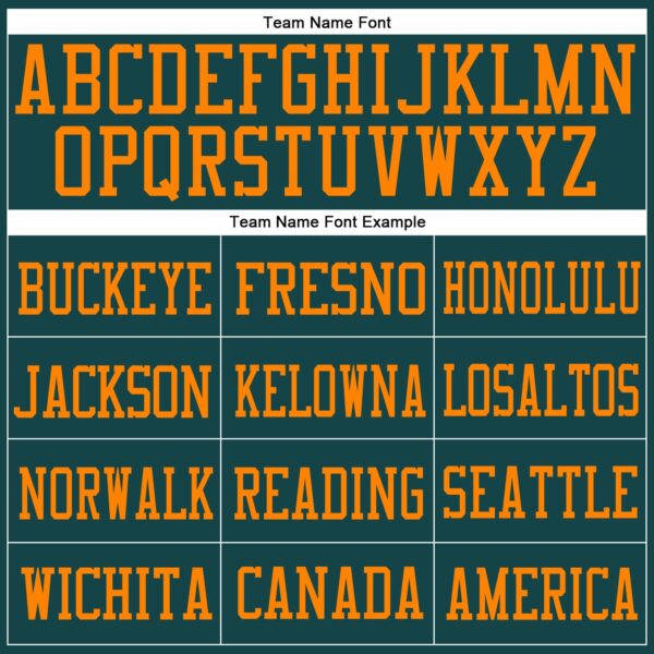 MidnightGreen0021-2 Custom Midnight Green Bay Orange Mesh Authentic Football Jersey