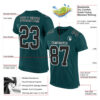 Custom Midnight Green Black-White Mesh Authentic Football Jersey