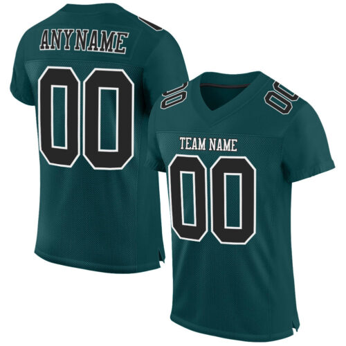 MidnightGreen0024 Custom Midnight Green Black-White Mesh Authentic Football Jersey