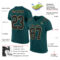 MidnightGreen0025-1 Custom Midnight Green Black-Old Gold Mesh Authentic Football Jersey