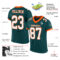 MidnightGreen0037-1 Custom Midnight Green White-Orange Mesh Authentic Football Jersey