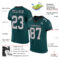 MidnightGreen0042-1 Custom Midnight Green Gray-Black Mesh Authentic Football Jersey