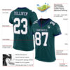Custom Midnight Green White Gray-Navy Mesh Authentic Football Jersey