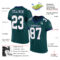 MidnightGreen0043-1 Custom Midnight Green White Gray-Navy Mesh Authentic Football Jersey