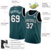 Custom Midnight Green White-Black Authentic Basketball Jersey