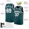 Custom Midnight Green White-Gray Authentic Basketball Jersey