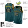 Custom Midnight Green Navy-Gold Authentic Basketball Jersey