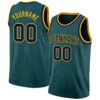 Custom Midnight Green Navy-Gold Authentic Basketball Jersey
