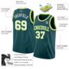 Custom Midnight Green White-Neon Green Authentic Basketball Jersey