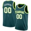 Custom Midnight Green White-Neon Green Authentic Basketball Jersey