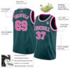 Custom Midnight Green Pink-White Authentic Basketball Jersey