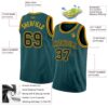 Custom Midnight Green Black-Gold Authentic Basketball Jersey