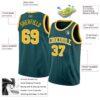 Custom Midnight Green Gold-White Authentic Basketball Jersey