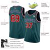 Custom Midnight Green Red White-Navy Authentic Basketball Jersey