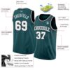 Custom Midnight Green White Gray-Black Authentic Basketball Jersey