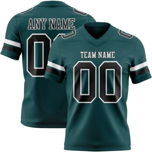 MidnightGreen0096 Custom Midnight Green Black-White Authentic Football Jersey