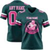 Custom Midnight Green Pink-White Authentic Football Jersey