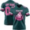 MidnightGreen0099-1 Custom Midnight Green Pink-White Authentic Football Jersey