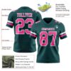 Custom Midnight Green Pink-White Authentic Football Jersey