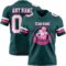 MidnightGreen0100-1 Custom Midnight Green White-Pink Authentic Football Jersey