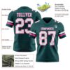 Custom Midnight Green White-Pink Authentic Football Jersey