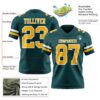 Custom Midnight Green Gold-White Authentic Football Jersey