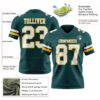 Custom Midnight Green White-Gold Authentic Football Jersey