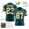 MidnightGreen0102-2 Custom Midnight Green White-Gold Authentic Football Jersey