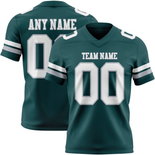 MidnightGreen0106 Custom Midnight Green White-Gray Authentic Football Jersey