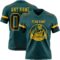 MidnightGreen0108-1 Custom Midnight Green Black-Old Gold Authentic Football Jersey