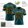 Custom Midnight Green Black-Old Gold Authentic Football Jersey