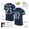 Navy0286-1 Custom Navy Gray-Aqua Mesh Authentic Football Jersey