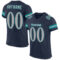Navy0286 Custom Navy Gray-Aqua Mesh Authentic Football Jersey