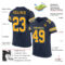 Navy0289-1 Custom Navy Gold-Light Blue Mesh Authentic Football Jersey