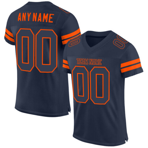 Navy0294 Custom Navy Navy-Orange Mesh Authentic Football Jersey