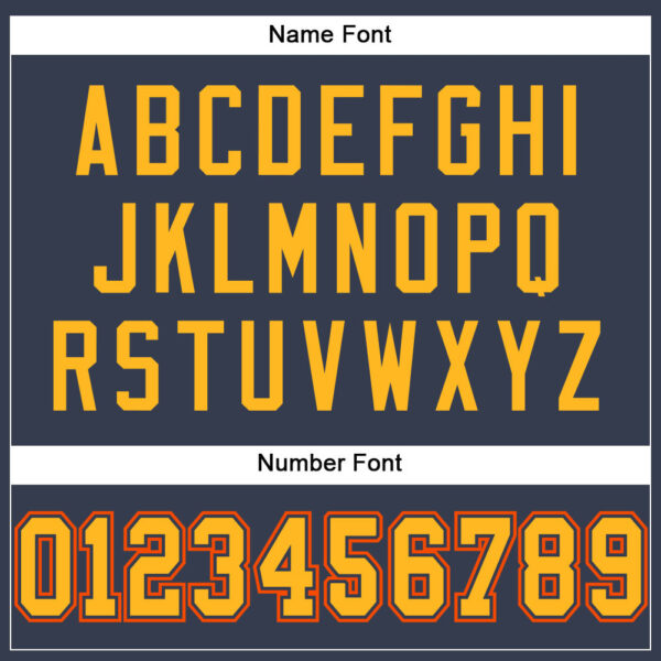 Custom Navy Gold-Orange Mesh Authentic Football Jersey