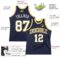 Custom Navy White-Gold Authentic Throwback Basketball Jersey
