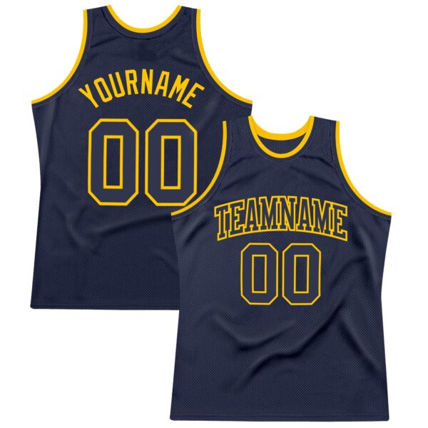 Custom Navy Navy-Gold Authentic Throwback Basketball Jersey